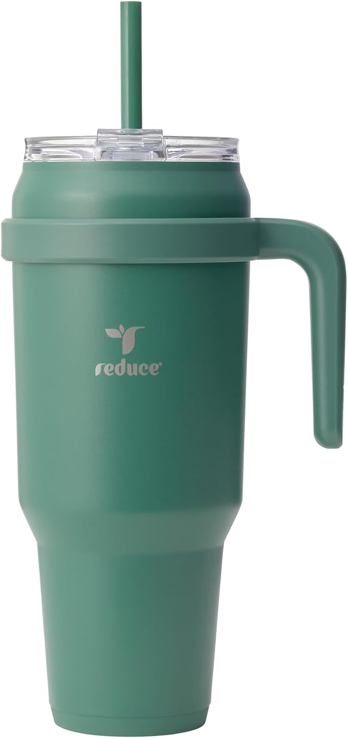 REDUCE 50 oz Stainless Steel Tumbler with Handle - Dual-Wall Vacuum Insulated Travel Mug, Sweat-Proof Lid & Reusable Straw - Keeps Drinks Cold for 24 Hrs, Fits Cupholders, Dishwasher Safe - Alpine