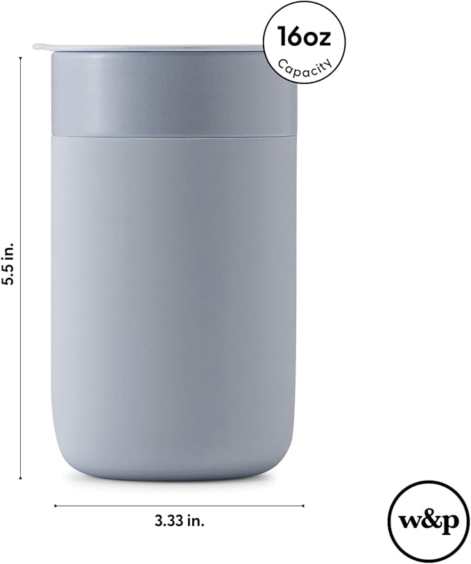 W&P Porter Ceramic Mug w/Protective Silicone Sleeve, Terrazzo Blush 16 Ounces On-the-Go Reusable Cup for Coffee or Tea Portable Dishwasher Safe