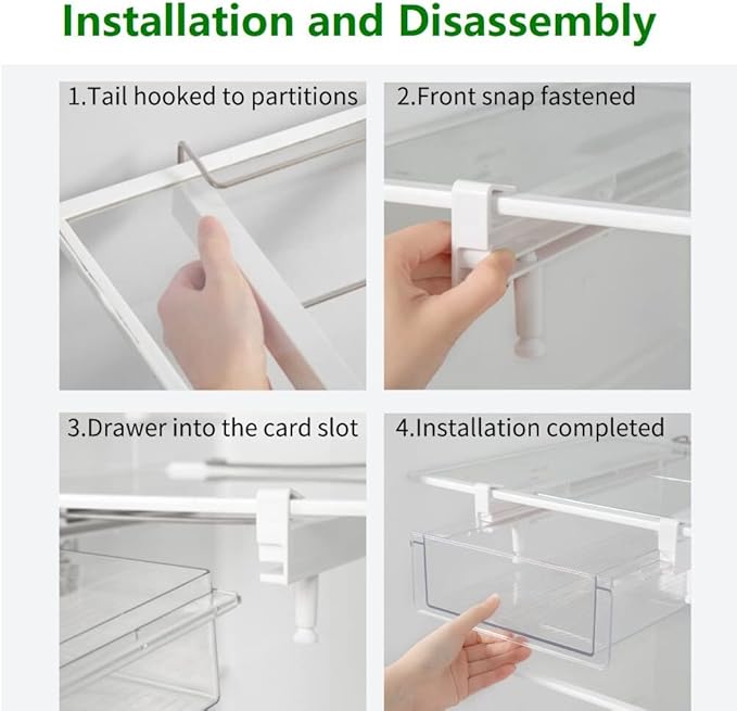 vacane Fridge 28 Egg Drawer Pull Out,Clear Egg Holder Tray for Refrigerator With Handle, Refrigerator Organizer Bins Heavy Duty-L With Egg Tray