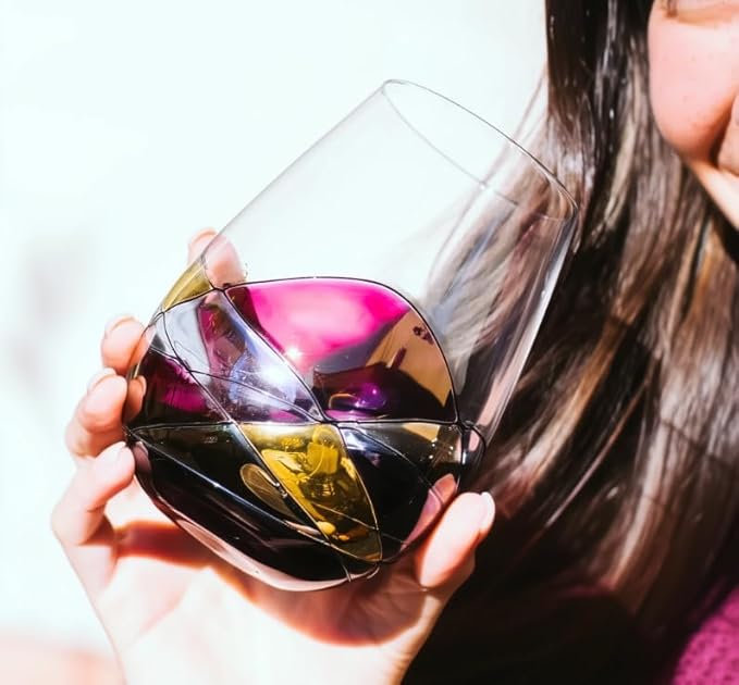 Stemless Wine Glasses – Hand‑Painted Set of 2 Unique Wine Gift for Wedding, Anniversary, Housewarming & Christmas • Sagrada Familia Style • Ideal for Women & Men