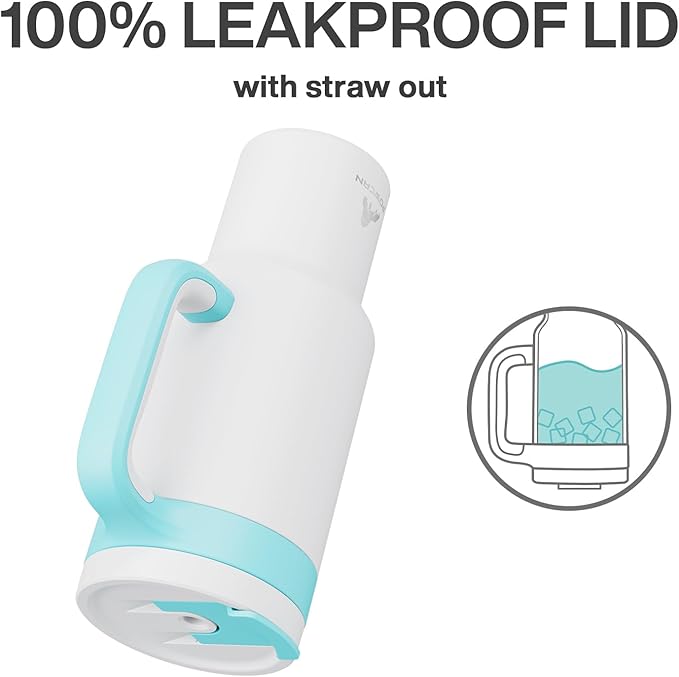 40 oz Tumbler with Handle, 2-in-1 Straw and Sip Lid, Leakproof, Dishwasher Safe, Insulated Stainless Steel Travel Coffee Mug, Keeps Cold for 34 Hours, Fits in Car Cup Holder (Glacier)