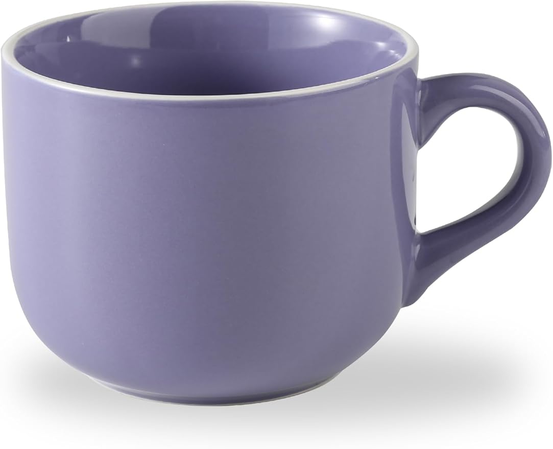 Soup Mugs with Handles, 21 OZ Large Ceramic Soup Cup, Oven Proof Soup Bowls Microwave Safe for Men Women Housewarming Birthday Christmas Gift, Purple