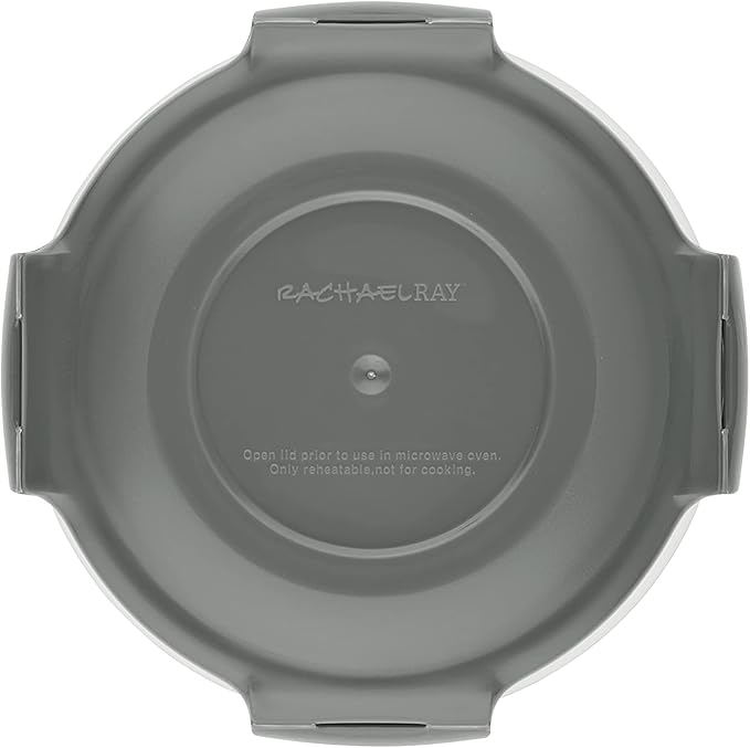 Rachael Ray Leak-Proof Nestable Container Food Storage Bin Set, 10-Piece, Clear with Gray Lids (Pack of 2)