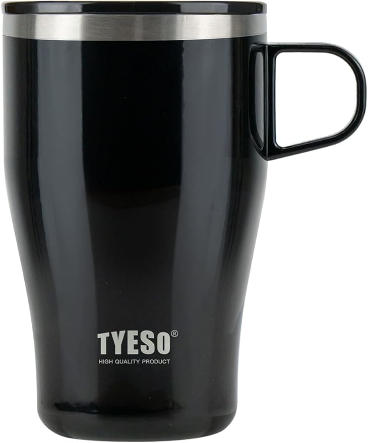 TYESO Coffee Mug,Insulated Tumbler with Lid,Vacuum Insulated Mug Double Wall Stainless Steel Office Tumbler Cup (Black, 13 oz)