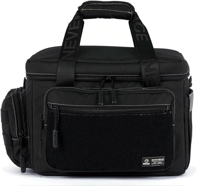WOLFpak 20L Mini Tactical Lunch Box Cooler Bag - Water-Resistant 1000D Fabric, Insulated, Multiple Pockets, MOLLE & Patch Panel, Ideal for Work, Gym, Hiking (Black Phantom)