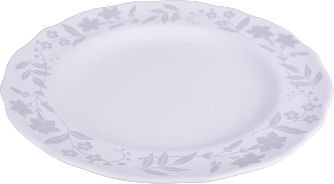 222 Fifth 12-Piece Porcelain Dinnerware Set for 4, Glossy White Plates and Bowls Sets with Silver Flower Pattern, Luxury Ceramic Dish Set, Elegant Kitchen Dishes for Everyday Dining, Refreshed Floral