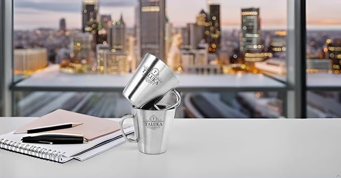 Taluka Stainless Steel Coffee Mug Double Wall Insulated Tea Cup With Handle For Camping Travel Pack Of 2