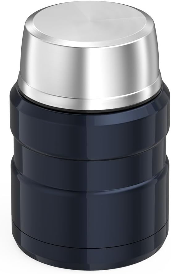 THERMOS Stainless King Vacuum-Insulated Food Jar with Spoon, 16 Ounce, Midnight Blue