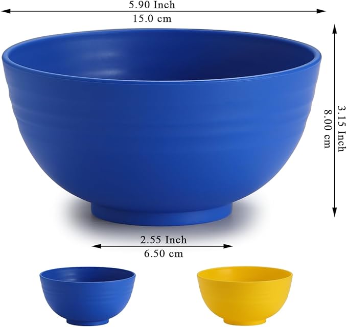 Berglander Plastic Bowls Set of 12 Pieces 25oz, UKR Color Reusable and Sturdy Ramen Bowl, Soup Bowls, Cereal Bowl for Adult, Kids, Home, Restaurant, Garden, Picnic, Camping, Poolside, Outdoor
