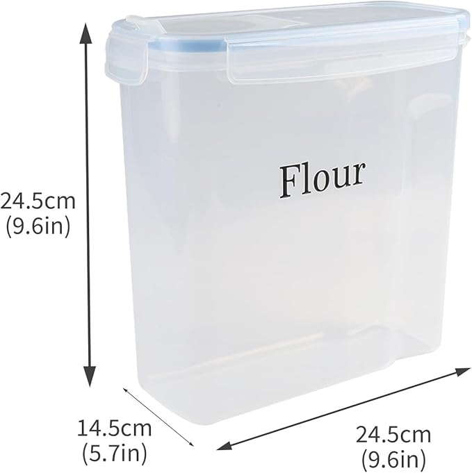 Sugar and Flour Canister 2 Set,Airtight Food Storage Containers with Secure Flap,Clear Plastic Kitchen Pantry Storages Organization,Canisters for Flour and Sugar,Rice,Cereal Storage Container