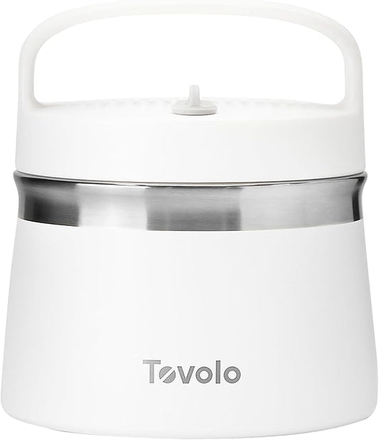 Tovolo 1 Quart Food Traveler White - Stainless Steel Food Storage Container, Double Wall Insulated Thermos for Hot and Cold Food, Spill-Proof Travel Container, BPA-Free, Dishwasher Safe