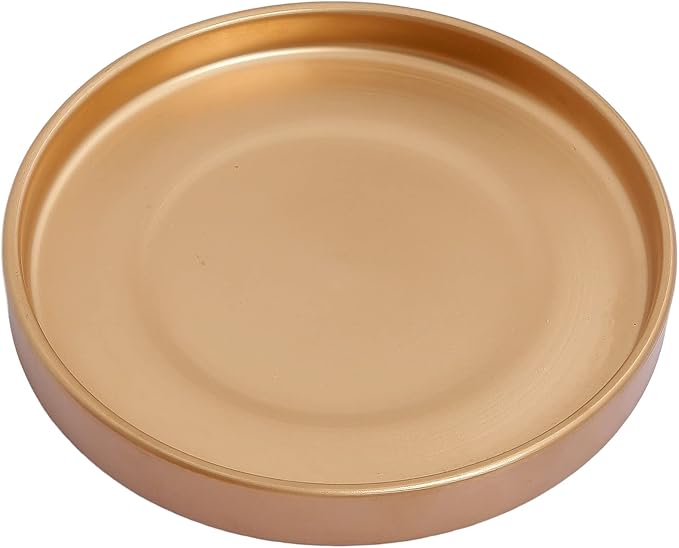 15 Inch Ceramic Saucer - Ceramic Drainage Tray for Plant Pot (Matte Gold)