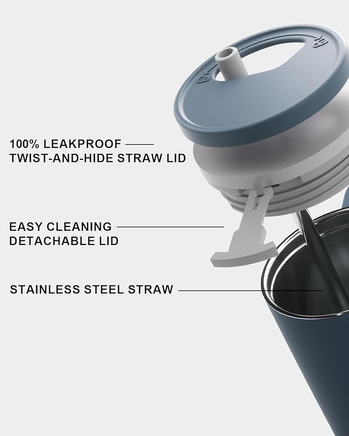 KISSKIND 40 oz Tumbler with Handle and Straw | Lumi Spin Hidden Straw 100% Leakproof Insulated Tumbler | Stainless Steel Water Bottle for Mom, Nurse, Teacher | Coffee