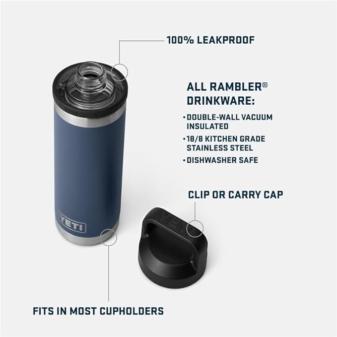 YETI Rambler Bottle Chug, Vaccum Insulated Stainless Steel Bottle with Leakproof Chug Cap, Cherry Blossom, 18 oz (532 ml)