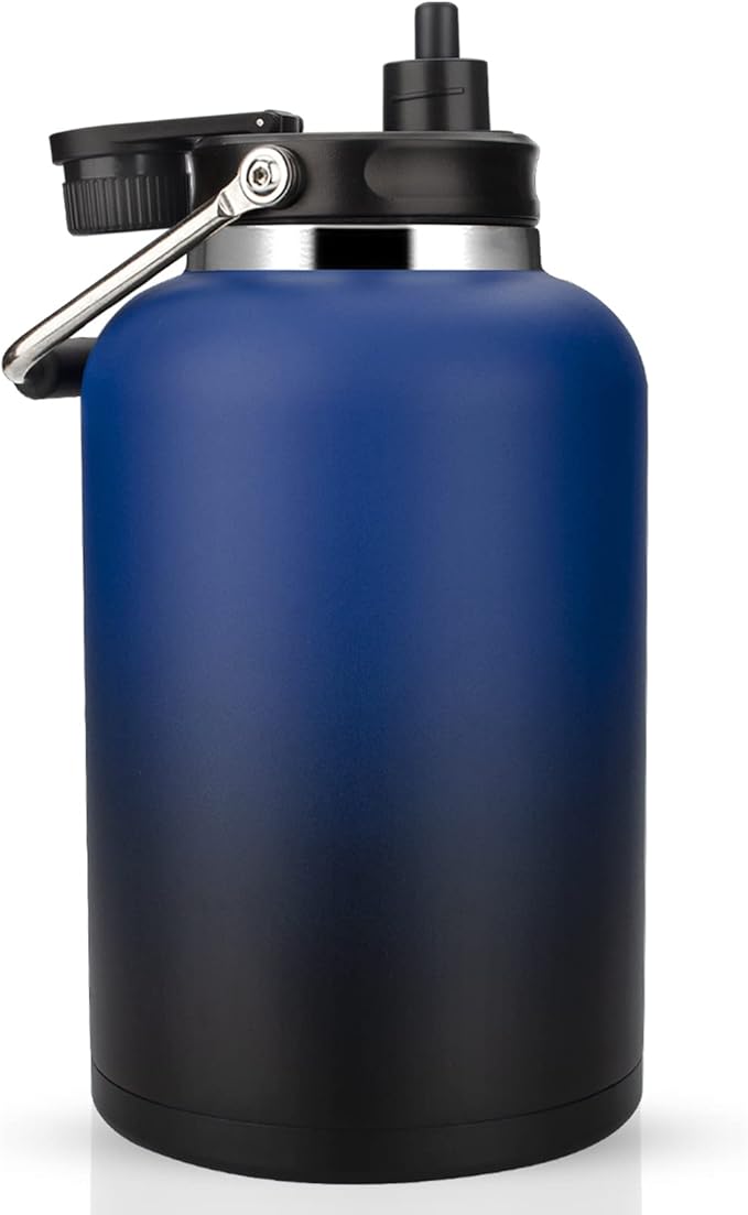 Zenbo One Gallon Jug with Straw, 128 oz Double Wall Vacuum Insulated Sports Water Bottle, Keeps Cold up to 48 Hours, Leak-Proof & Sweat-Proof Stainless Steel Water Jug for Gym, Outdoor & Camping