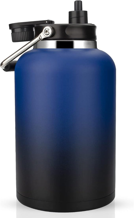 Zenbo One Gallon Jug with Straw, 128 oz Double Wall Vacuum Insulated Sports Water Bottle, Keeps Cold up to 48 Hours, Leak-Proof & Sweat-Proof Stainless Steel Water Jug for Gym, Outdoor & Camping