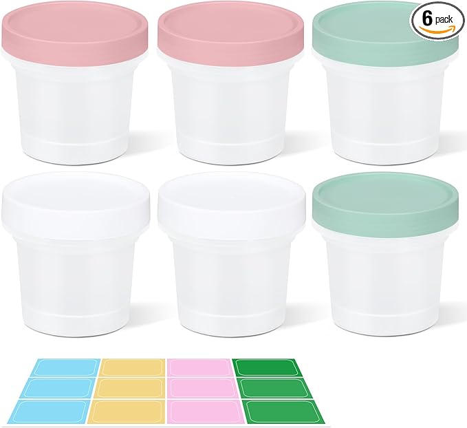 6 Pack 6.8oz Food Storage Containers, Plastic Containers with Twist Top Lid, Reusable Dishwasher Freezer Safe Airtight, Takeout Container - Ideal for Soup and More