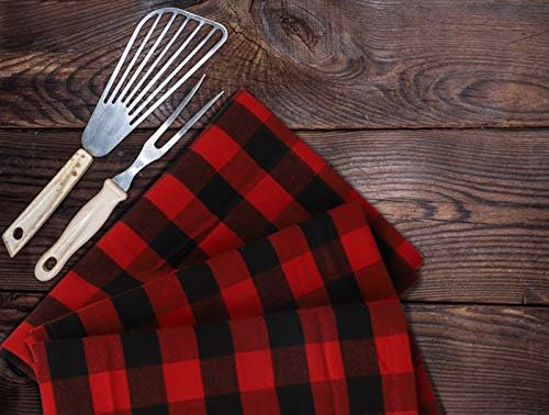 Urban Villa Kitchen Towels Set of 3 Buffalo Checks Red/Black Kitchen Towels Size 20X30 Inches 100% Cotton Highly Absorbent Kitchen Towels Premium Quality Ultra Soft Mitered Corners KitchenTowels