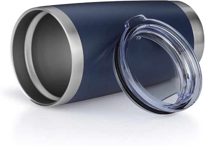 20oz Tumbler Bulk Stainless Steel Vacuum Insulated Tumblers with Lid Double Wall Travel Mug, Durable Powder Coated Coffee Cup, Suitable for Ice Drinks and Hot Beverage（Navy 6pack）