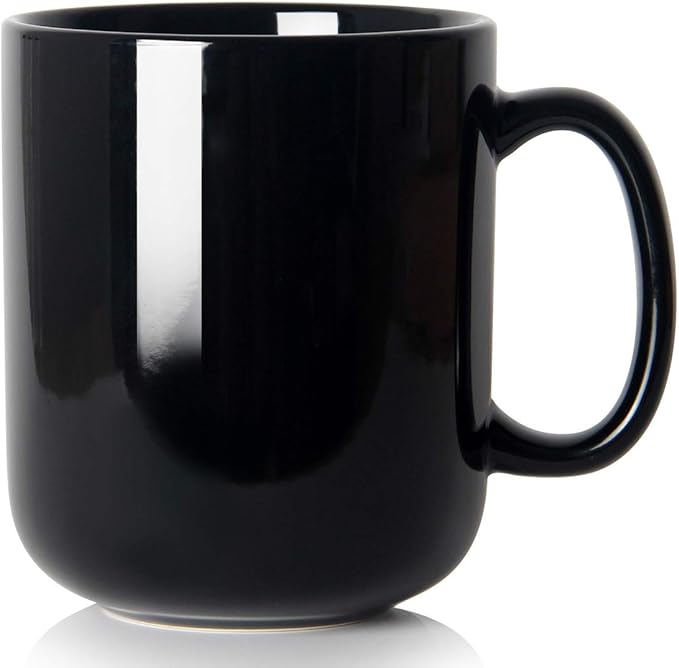 Smilatte 20 OZ Large Coffee Mug, M016 Plain Ceramic Boss Big Tea Cup with Handle for Dad Men, Black