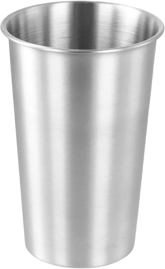 QWORK 16 Ounce Stainless Steel Pint Cups - 10 Pack 450ml 304 Steel Cup - for Coffee, Tea, Cold Drinks, Home and Outdoor Use