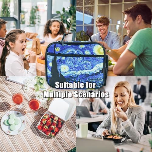 Art Starry Sky Lunch Bag Insulated Reusable Lunch Box Kids Girls Boys Cooler Thermal Tote Bag For Men Women School Work Picnic