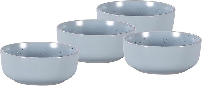 HomeVss, Nordic Shape Rising Rim Stoneware 20pc Dinnerware Set, Matte Light Blue with Speckled Finished Effect