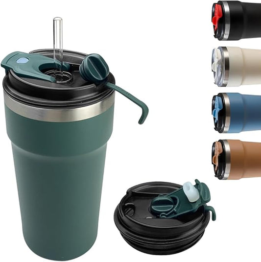 Travel coffee mugs leak-proof, reusable coffee cups with lids, stainless steel vacuum thermos coffe tumblers,thermal insulation cups for men and women hot & cold drinks (4th-Green, 16OZ)