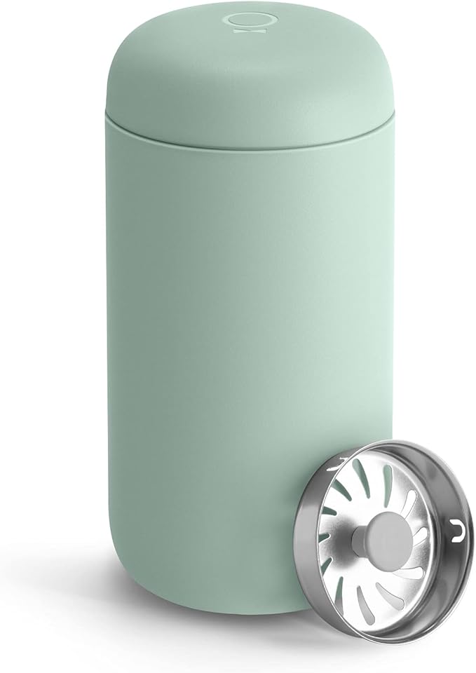 Fellow 12 oz Carter Move Travel Mug - Vacuum-Insulated Stainless Steel Travel Coffee Mug - Coffee Tumbler with Ceramic Interior and Splash Guard - Mint Chip