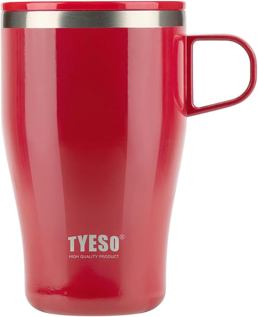 TYESO Coffee Mug,Insulated Tumbler with Lid,Vacuum Insulated Mug Double Wall Stainless Steel OfficeTumbler Cup (Red, 13 oz)