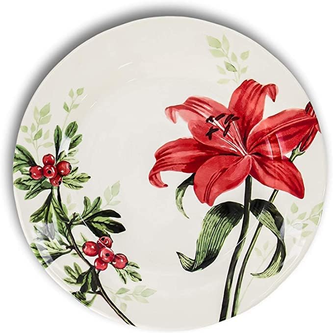 Tudor Royal 12-Piece Round Porcelain Dinnerware Set, Service for 6, Rosemary,Summer Flowers, Plates Bowls Dishes, Glossy, Premium Quality Dish Set, Unique Pattern