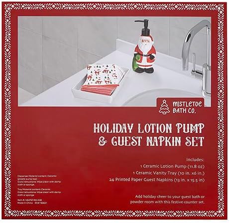 3 Piece Santa Napkin Tray Set, Festive Christmas Decor for Bathroom Holiday Entertaining, Decorative Napkin Holder Red