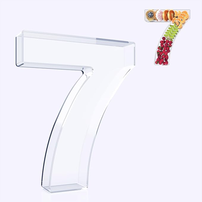 11" Acrylic Number Charcuterie Board Box, Reusable Fillable Number Cake Candy Dish Display Serving Tray for Birthday Anniversary Party Decoration (7)