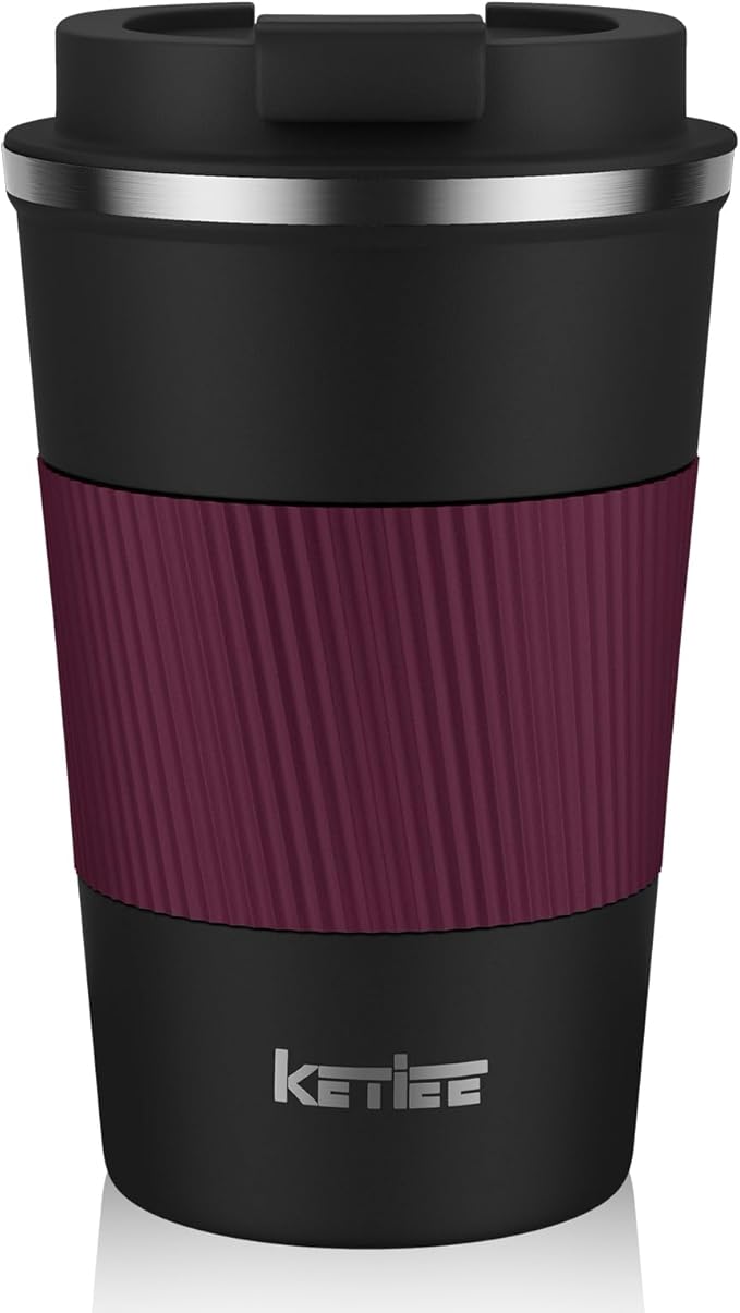 KETIEE Travel Mug 12oz, Insulated Coffee Mug with Leakproof Lid, Travel Coffee Mug Vacuum Stainless Steel Double Walled Reusable Coffee Cup for Hot and Iced Coffee Tea Water