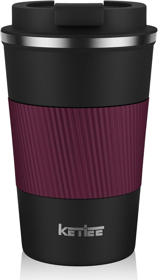 KETIEE Travel Mug 12oz, Insulated Coffee Mug with Leakproof Lid, Travel Coffee Mug Vacuum Stainless Steel Double Walled Reusable Coffee Cup for Hot and Iced Coffee Tea Water