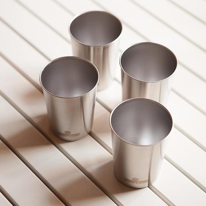 Stainless Steel Cups 10oz Tumbler (4 Pack) - Premium Metal Drinking Glasses | Stackable Durable Cup (10 oz)