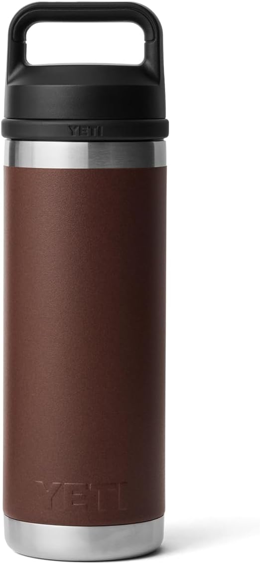 YETI Rambler 18 oz Bottle, Leakproof, Vacuum Insulated, Stainless Steel with Chug Cap, Wetlands Brown