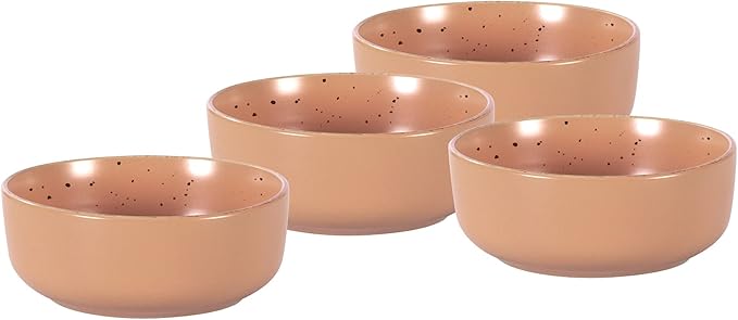 HomeVss, Nordic Shape Rising Rim Stoneware 20pc Dinnerware Set, Matte Rose with Speckle Finished Effect