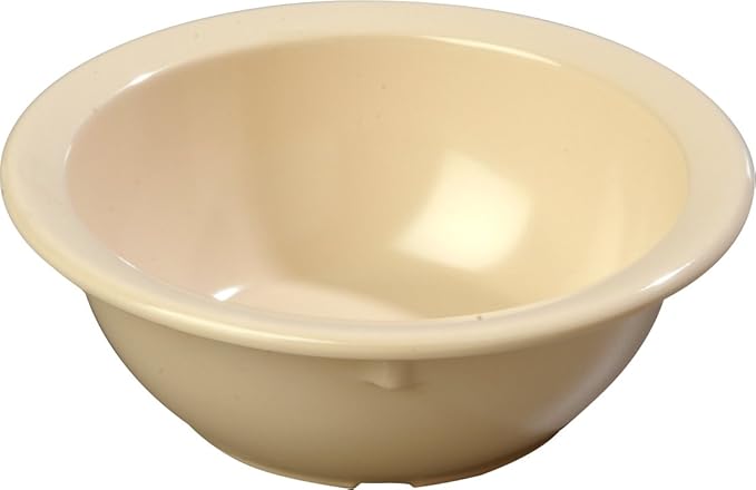 Carlisle FoodService Products Kingline Reusable Plastic Bowl Nappie Bowl for Home and Restaurant, Melamine, 12.5 Ounces, Tan, (Pack of 48)
