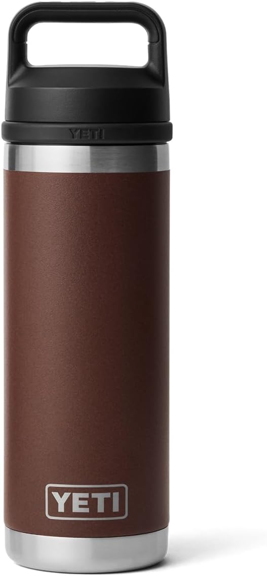 YETI Rambler 18 oz Bottle, Leakproof, Vacuum Insulated, Stainless Steel with Chug Cap, Wetlands Brown