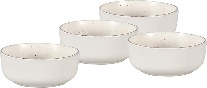 HomeVss, Nordic Shape Rising Rim Stoneware 20pc Dinnerware Set, Matte White with Speckle Finished Effect