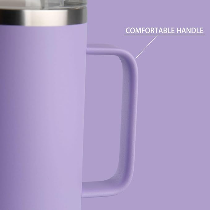 24 oz women's thermal coffee mug, double-wall insulation, easy to hold and clean, suitable for camping travel water cup (Purple 2.4, 24 Oz)