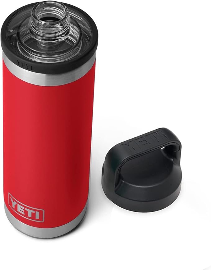 YETI Rambler 18 oz Bottle, Leakproof, Vacuum Insulated, Stainless Steel with Chug Cap, Rescue Red