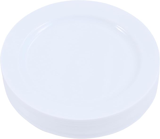120-Piece Salad Plastic Plates Set Premium 120 Salad Plates, Disposable Dinnerware for Party - White Plastic Wedding Plates Solid White