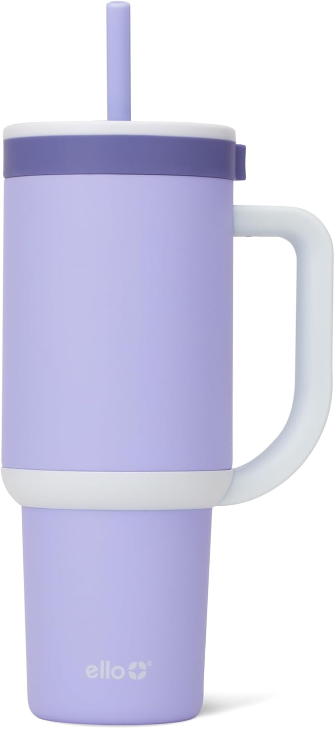 Ello Oasis 30 oz Tumbler with Handle & Retracting Straw | Reusable Insulated Stainless Steel Cup 100% Leakproof, Gifts for Teens Women Men | Keeps cold for 24 Hours, Cup Holder Friendly, Twilight