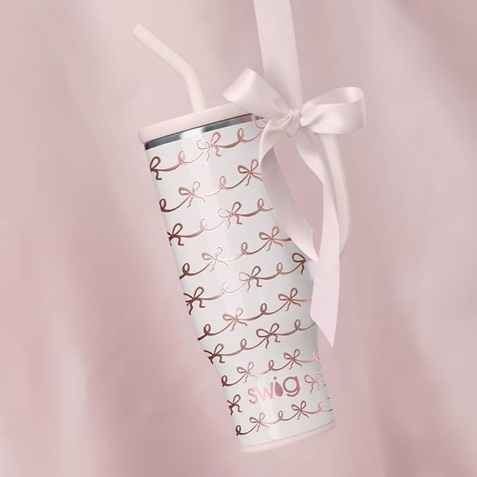 Swig Life 30oz Mega Mug, 30oz Tumbler with Handle and Straw, Large Insulated Tumblers, Cup Holder Friendly Travel Mug, Stainless Steel 30 oz Tumbler, Reusable Insulated Water Bottle (Pretty in Pink)