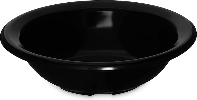 Carlisle FoodService Products Kingline Reusable Plastic Bowl Fruit Bowl with Rim for Home and Restaurant, Melamine, 4.75 Ounces, Black, (Pack of 48)
