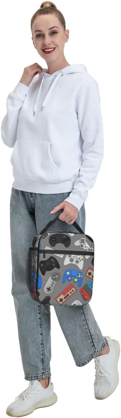 Video Game Controller Insulated Lunch Box Bag Portable Lunch Tote For Women Men And Kids