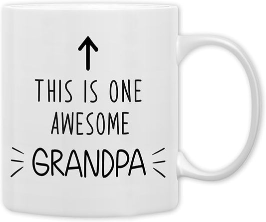 QASHWEY Grandpa Gifts Mug, Gifts for Grandpas Grandfather Coffee Mug, Grandpas Grandfather Gift from Grandkids Grandchildren Coffee Mugs, This is One Awesome Grandpa CoffeeCup Ceramic 11oz