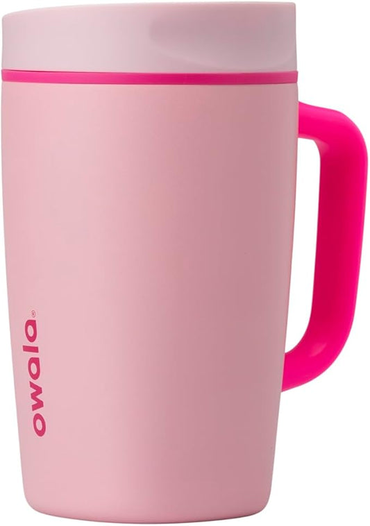 Owala SmoothSip Slider Stainless Steel Insulated Travel Mug with handle, 100% Leak Proof, For Hot and Cold Drinks, Travel Friendly with Sliding Lock Lid, 12oz, BPA Free, Leak Proof, Pucker Up